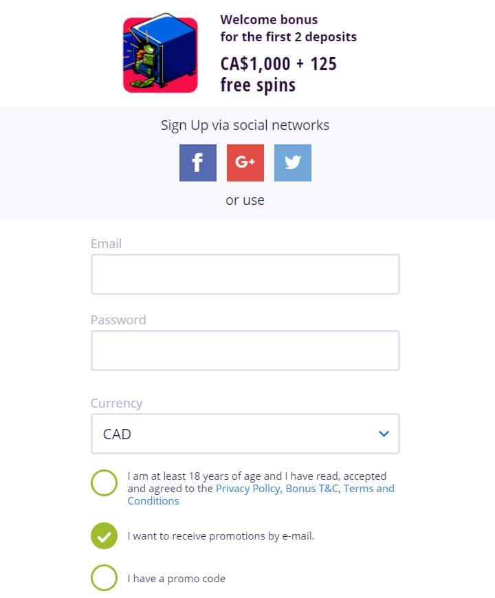 Sign up with the Vulkan Vegas Promo Code